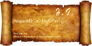 Hegedűs Iván névjegykártya